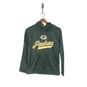 NFL Team Apparel Green Yellow Green Bay Packers Football Pullover Hoodie Youth M